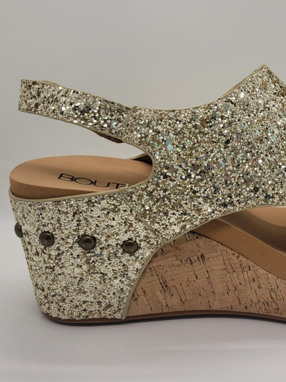 Corkys Carley Women 7 Gold Glitter Wedge Sandals Studded Platform Espadrille - Picture 7 of 14